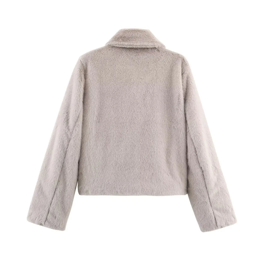Veste ample à revers boutonnée Blanche