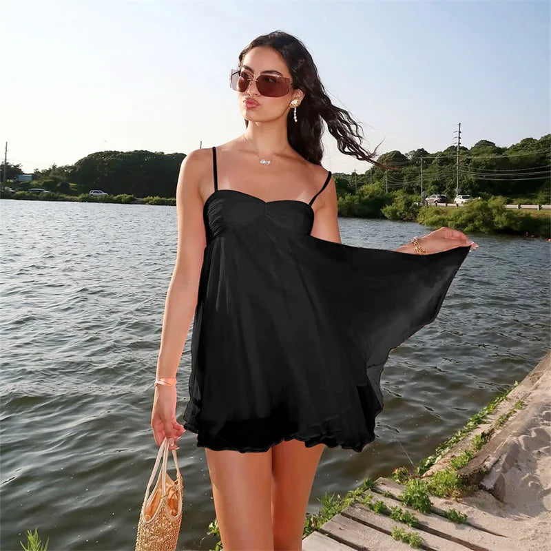 Robe courte bustier en mousseline Hermine