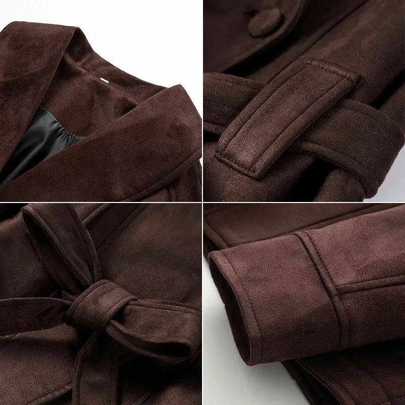 Jacke in Wildlederoptik mit Bindeband Babette