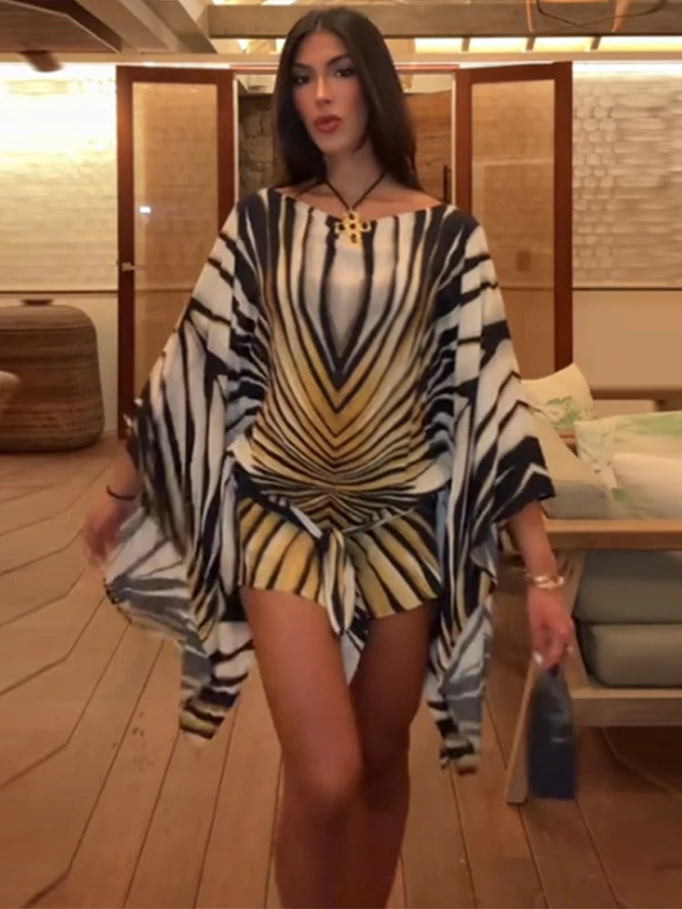 Robe courte imprimée en mousseline Axelle
