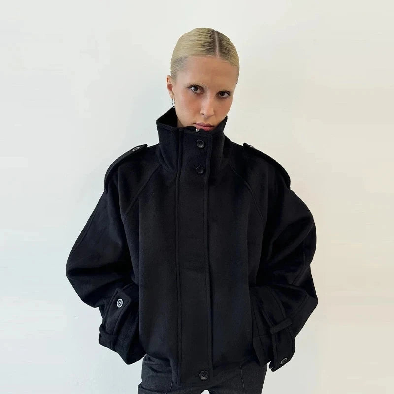 Veste boutonnée à col montant Geneviève