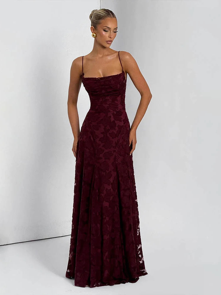 Robe longue brodée de fleurs Micheline