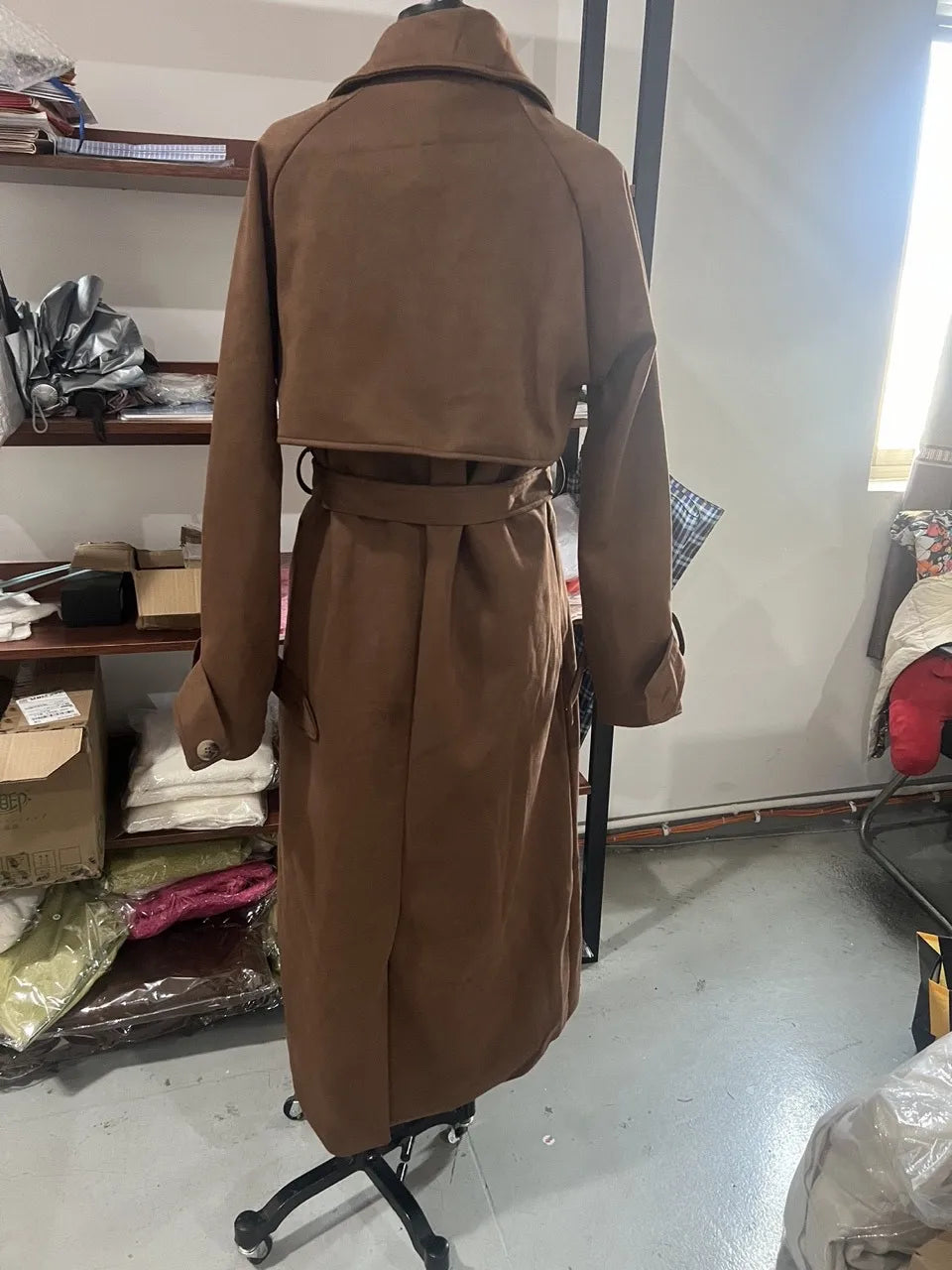 Manteau long à taille nouée Maëva