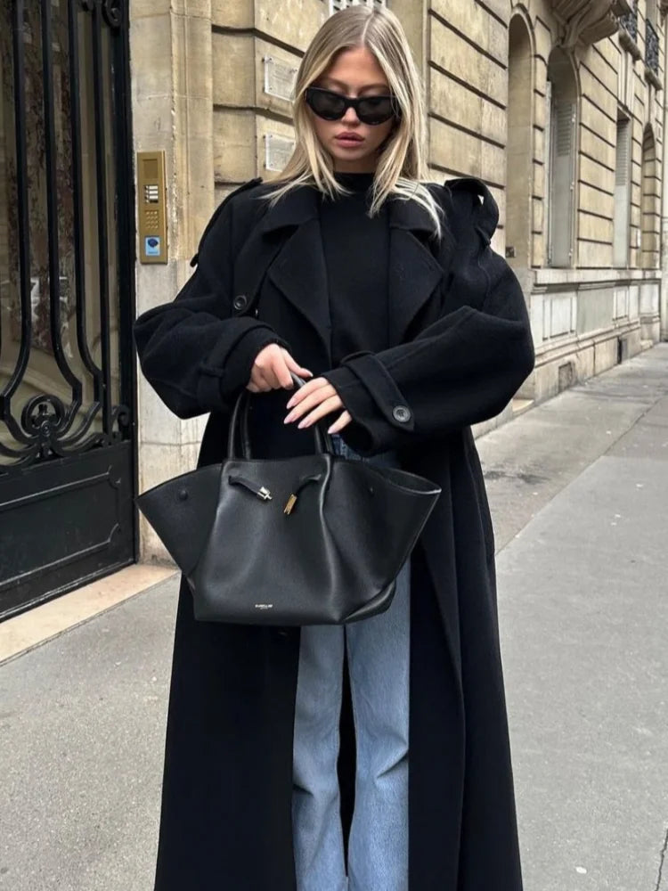Manteau long ceinturé Édith