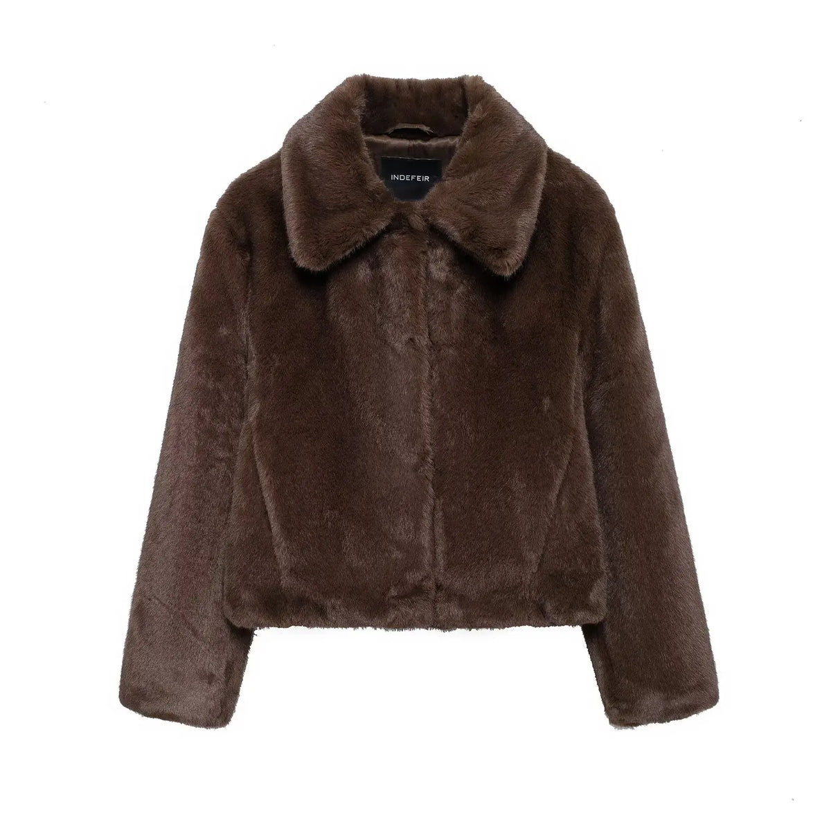 Veste courte en fausse fourrure chocolat Liane