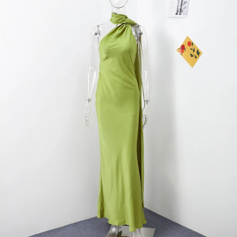 Robe de soirée en satin à ruban Isaure