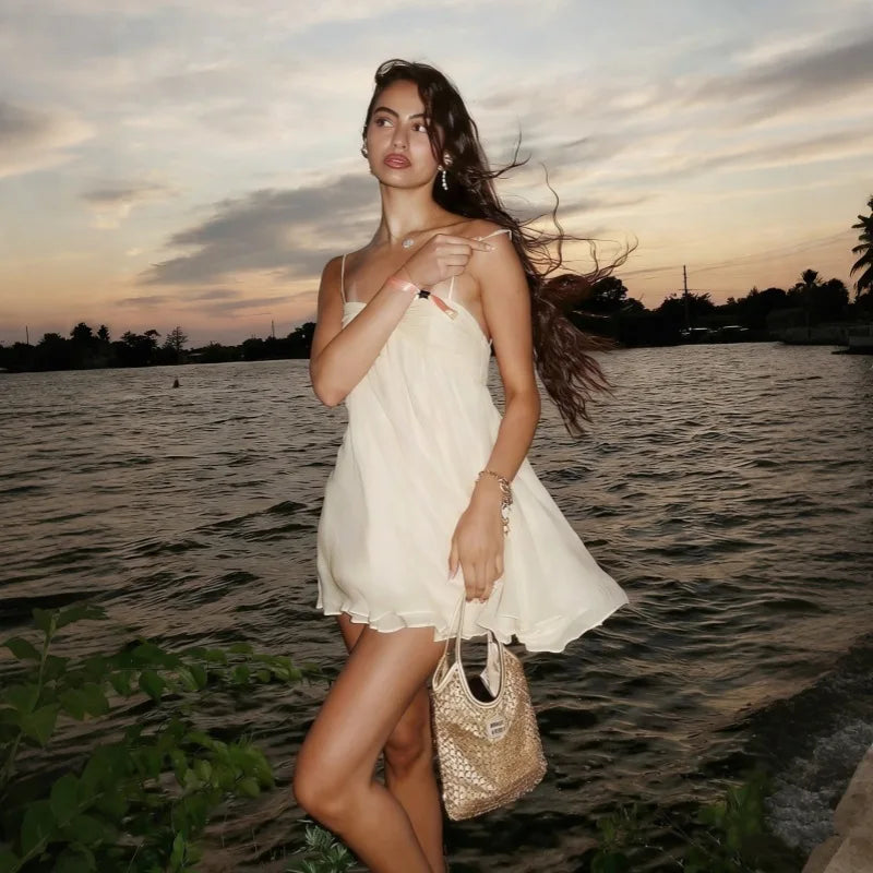 Robe courte bustier en mousseline Hermine