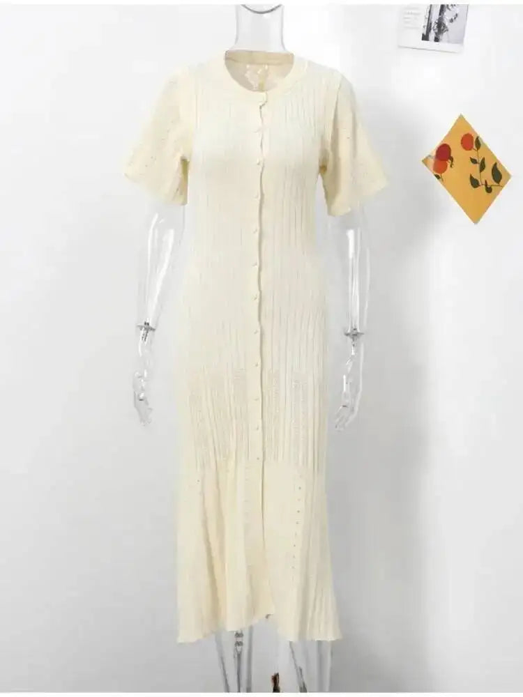 Robe longue en maille boutonnée Noémie