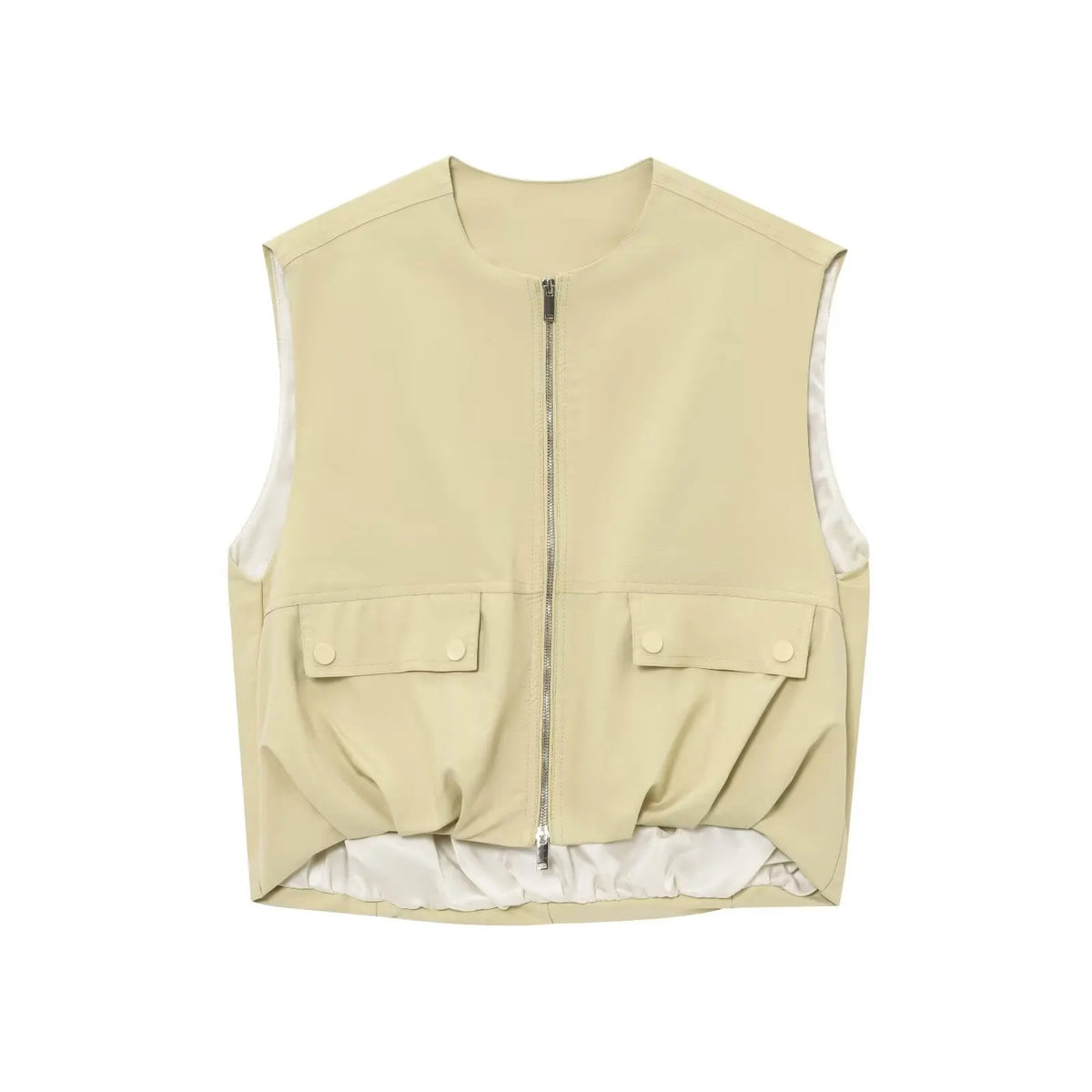 Clothilde zip-up sleeveless pocket vest
