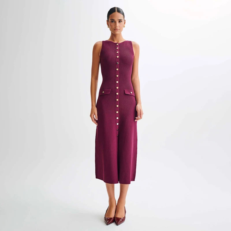 Robe longue en maille sans manches Jade