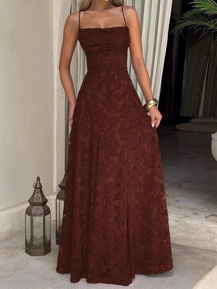 Robe longue brodée de fleurs Micheline