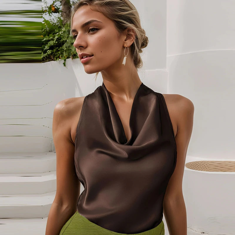 Haut corset en satin dos nu Hortense