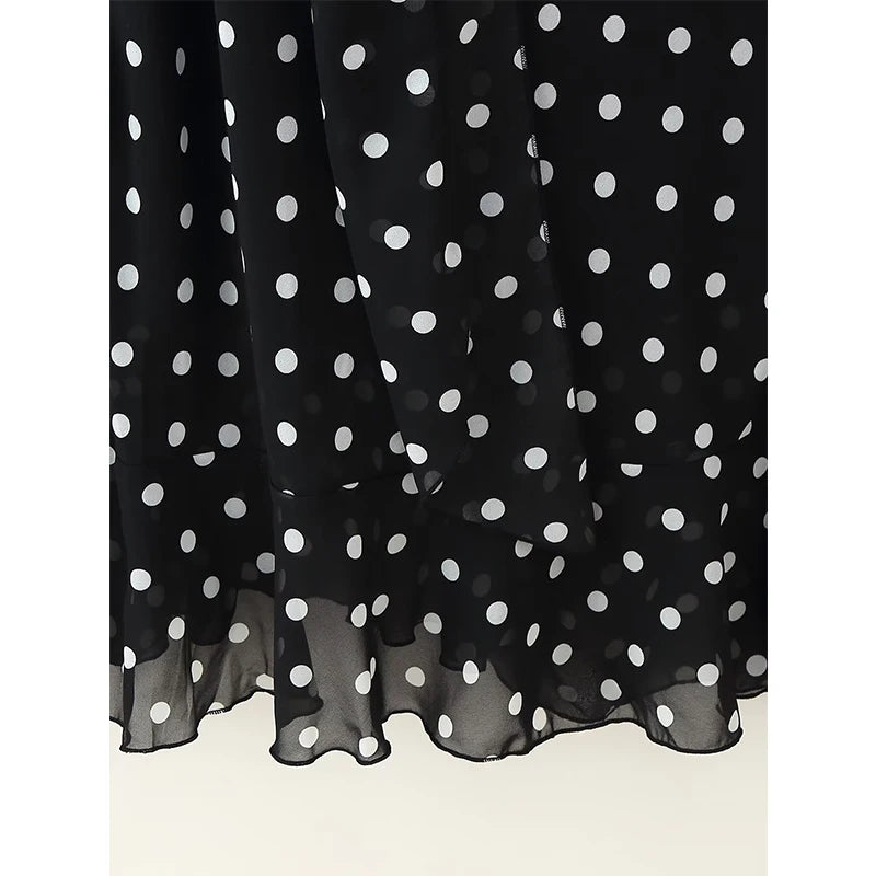 Robe longue à pois avec foulard Ophélie