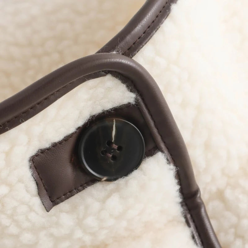 Manteau effet peau lainée à liseré noir Thérèse