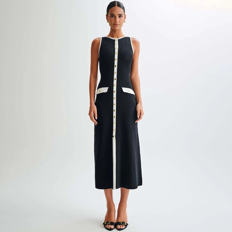 Robe longue en maille sans manches Jade
