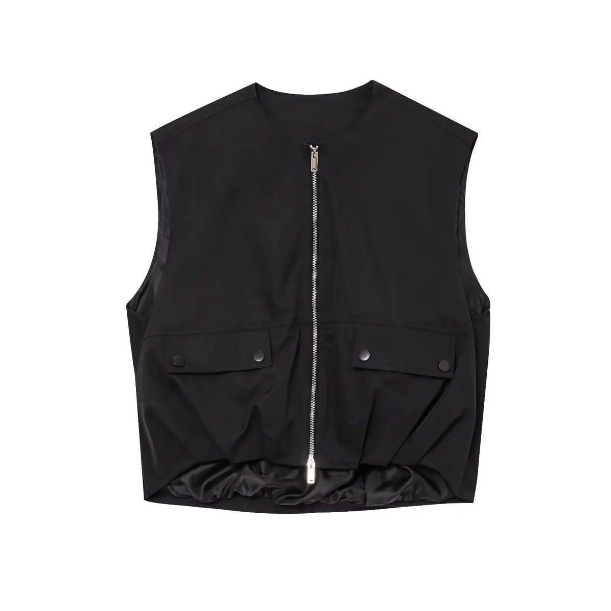 Clothilde zip-up sleeveless pocket vest