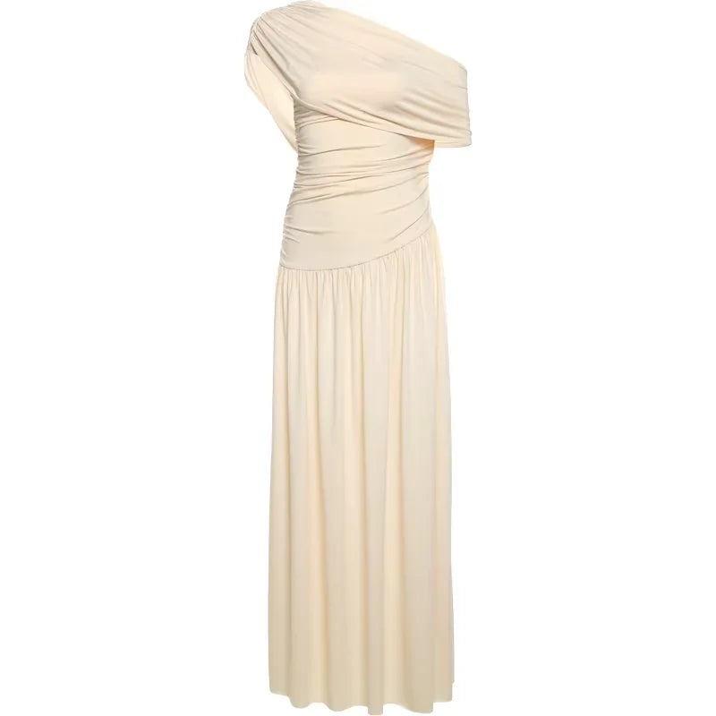 Robe longue drapée asymétrique Lydie