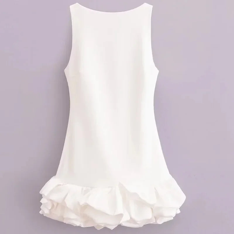 Robe courte à volants dos nu Sabine