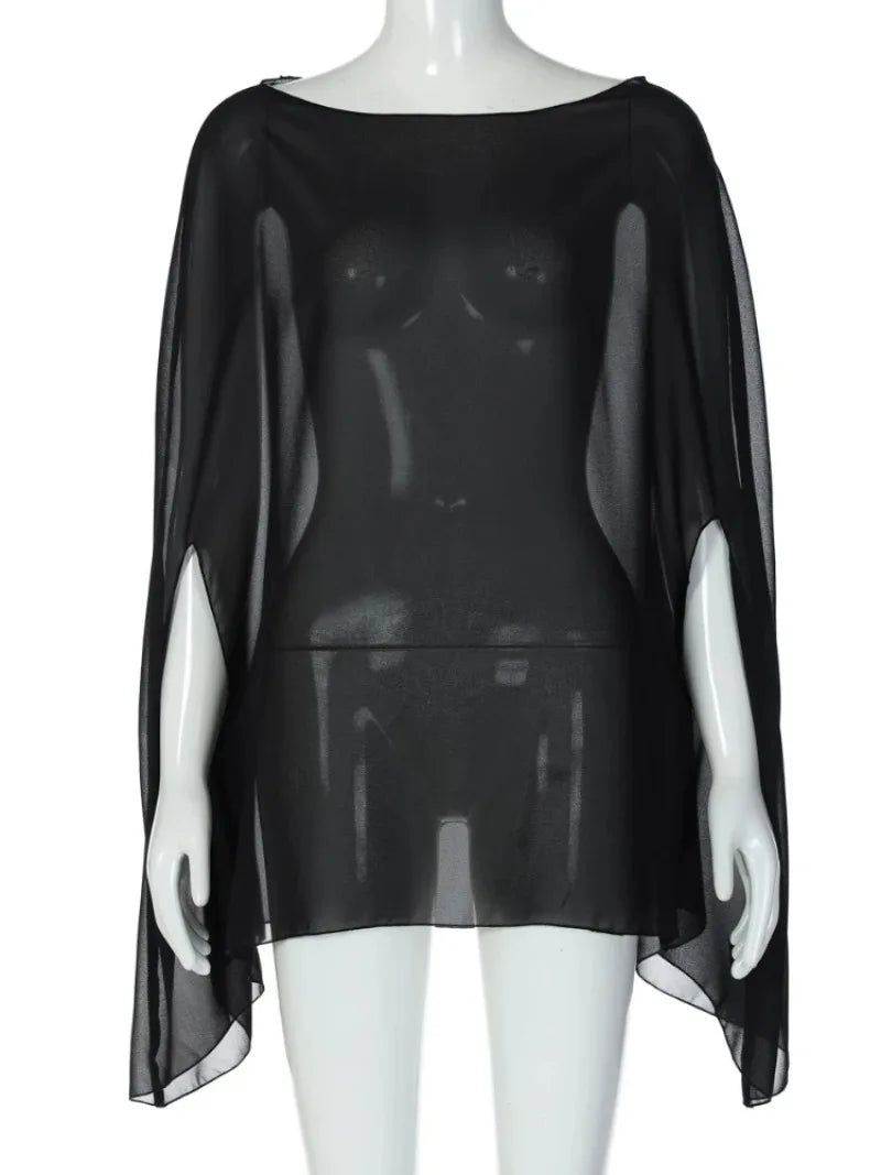 Blouse en mousseline transparente Ambre