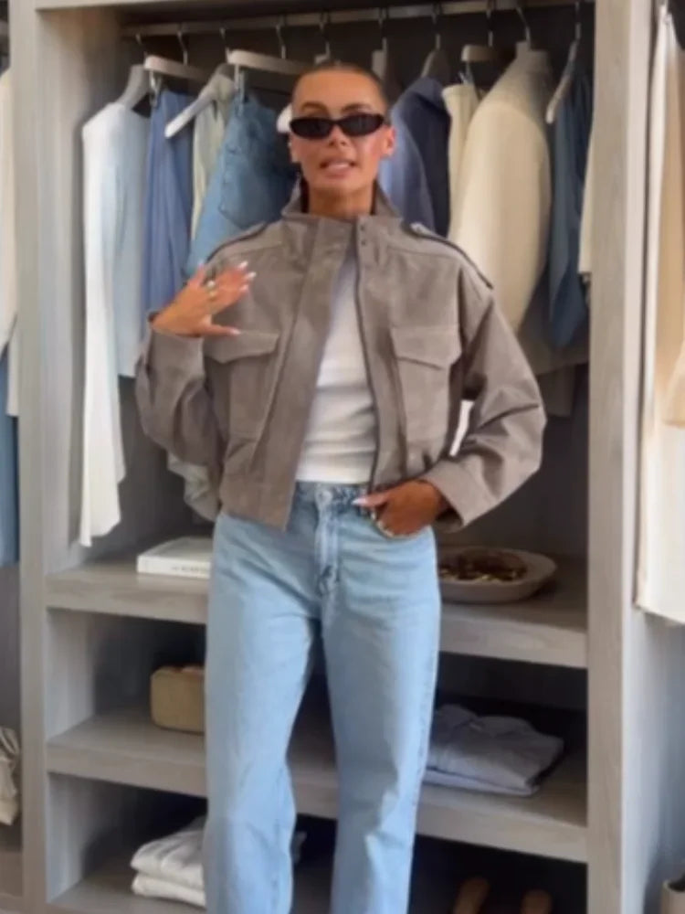 Veste courte effet suède Odette