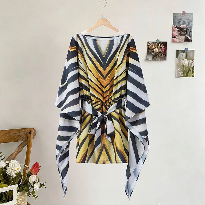 Robe courte imprimée en mousseline Axelle