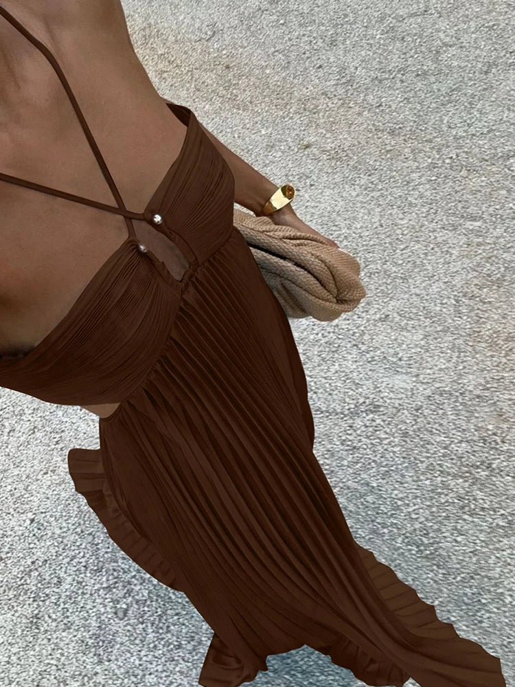 Robe longue bustier plissée Léontine
