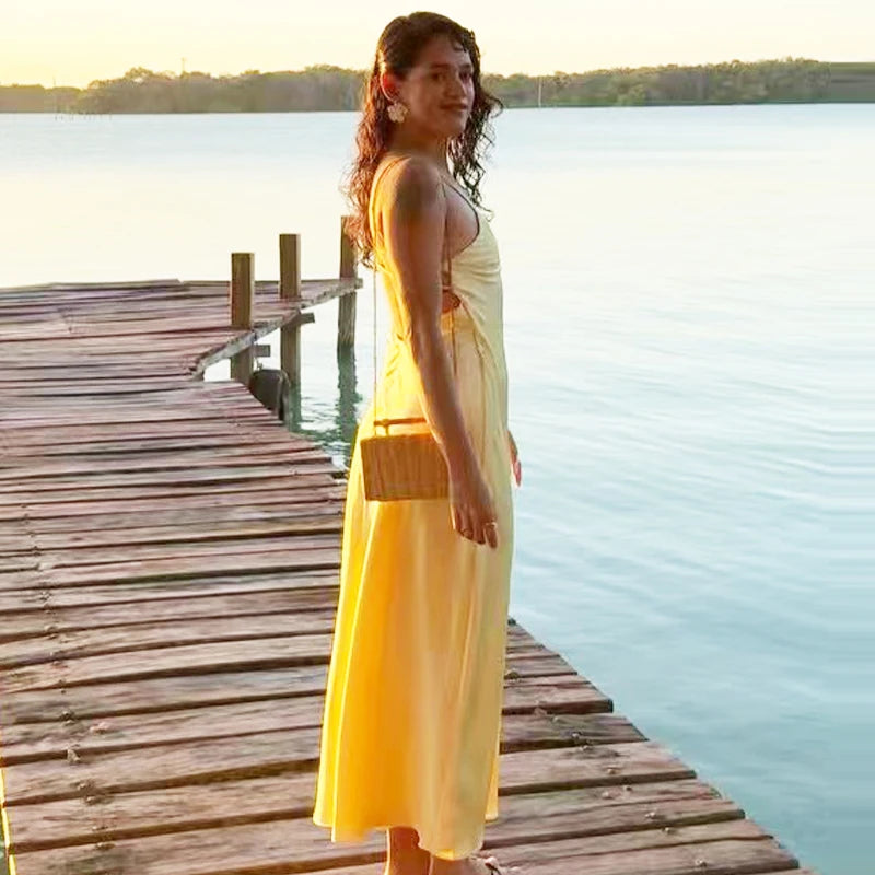 Robe nuisette mi-longue en satin Joséphine