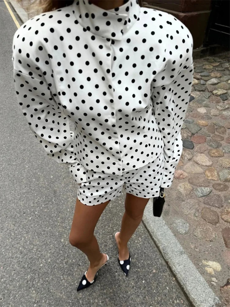 Set aus Hemd und Shorts mit Punkten Alba