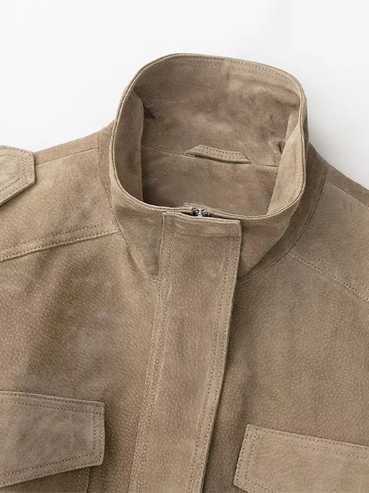 Antoinette faux suede biker-style jacket