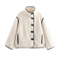 Manteau effet peau lainée à liseré noir Thérèse