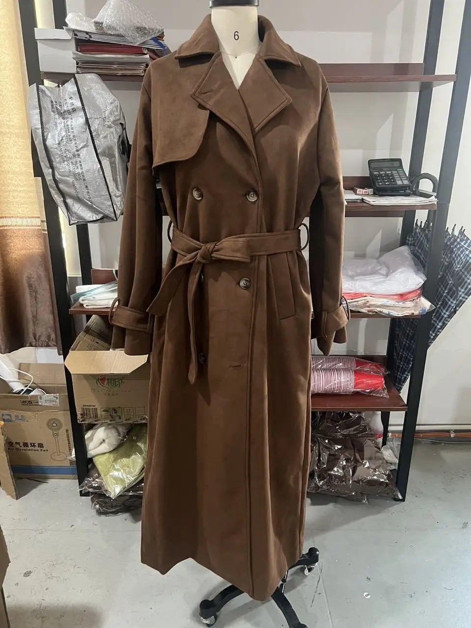 Manteau long à taille nouée Maëva
