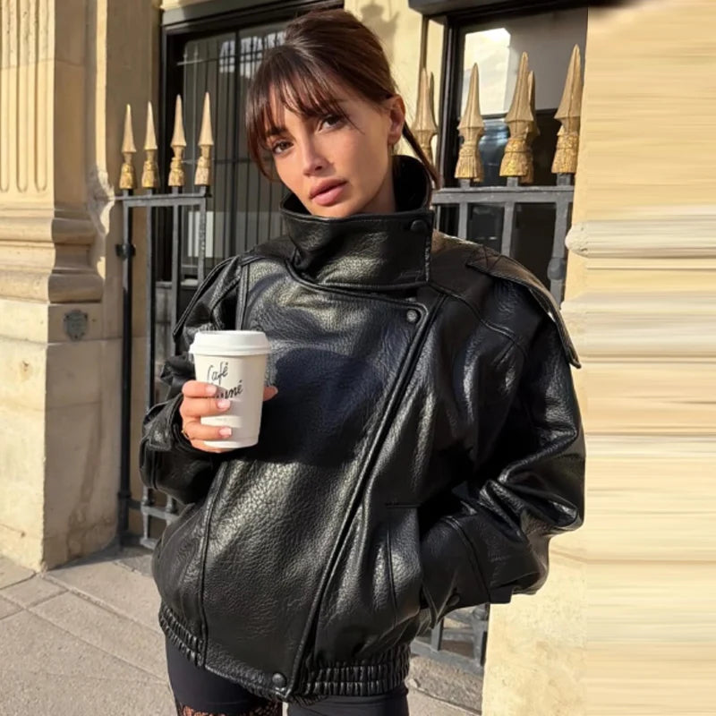 Blouson aviateur court effet cuir Léna