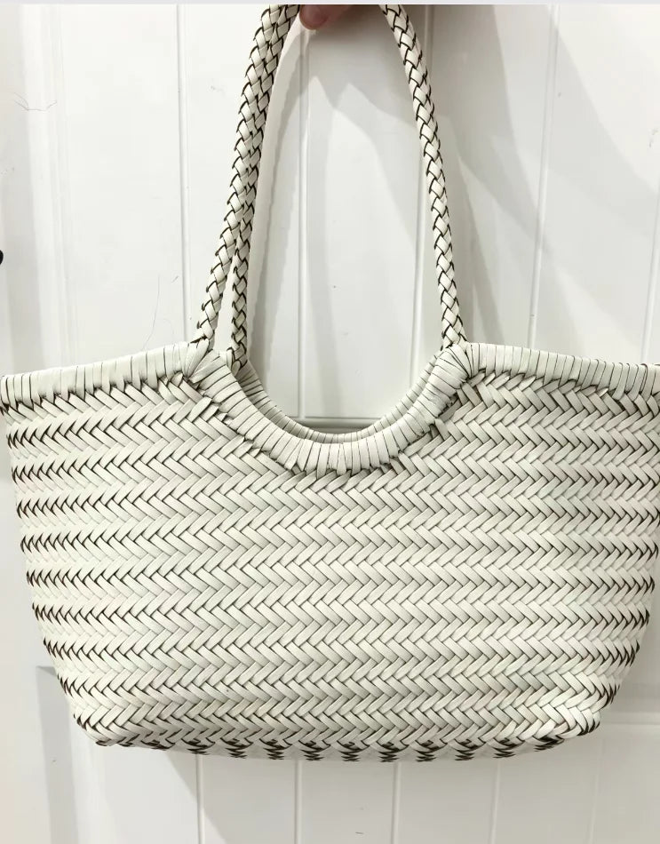 Panier tressé effet cuir Laetitia