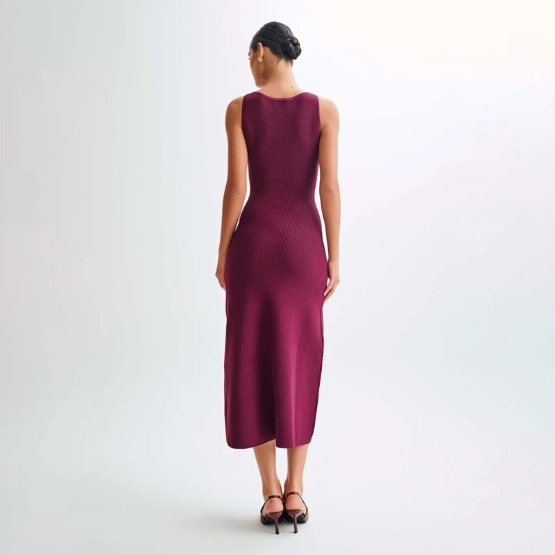 Robe longue en maille sans manches Jade