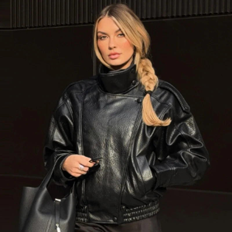 Blouson aviateur court effet cuir Léna