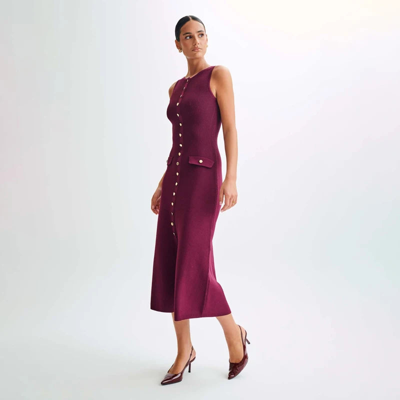 Robe longue en maille sans manches Jade
