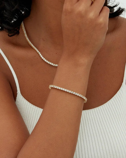 Bracelet tennis doré à zircons Sylvie