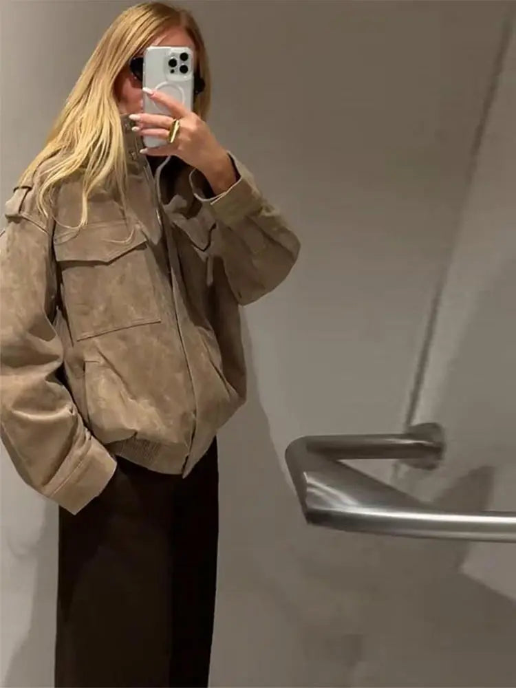 Antoinette faux suede biker-style jacket