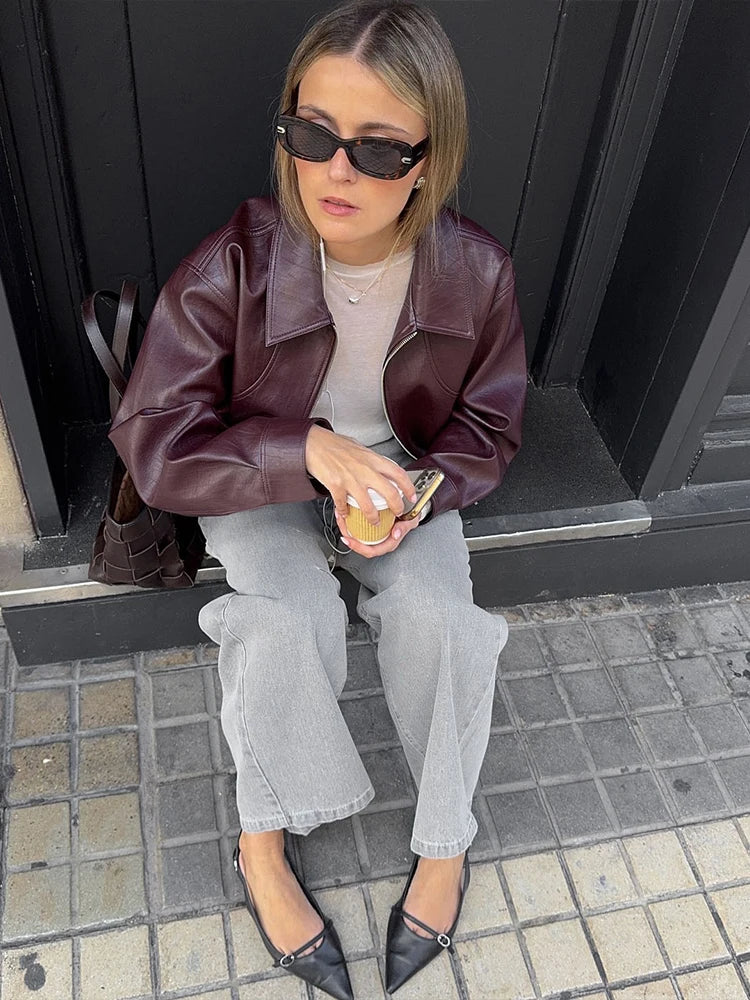 Veste zippée effet cuir Constance