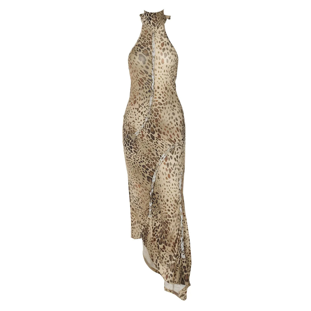 Robe longue léopard dos nu Pascale