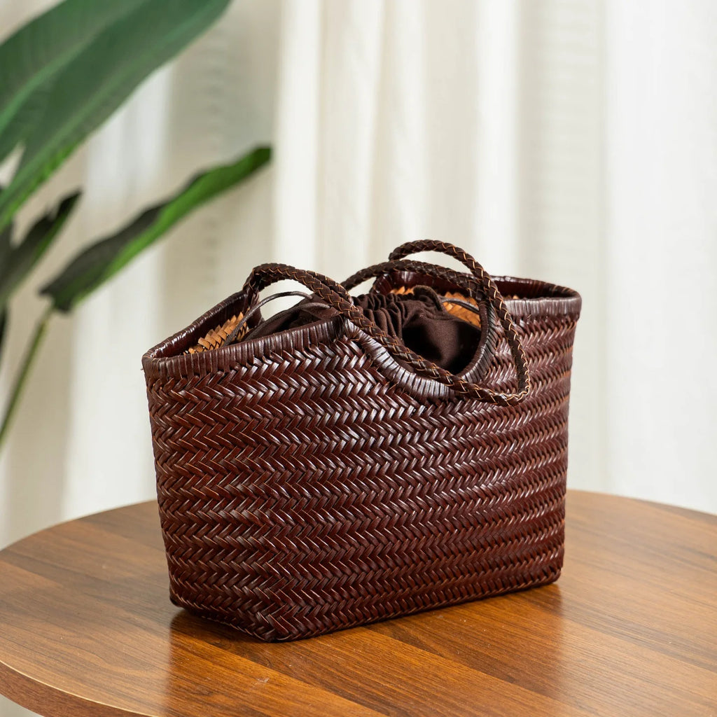 Panier tressé effet cuir Laetitia
