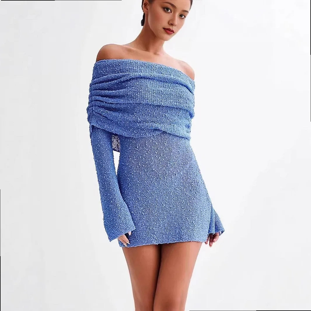 Robe en maille épaules dénudées Simone