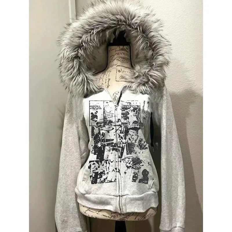 Cardigan zippé à capuche fourrée Héloïse