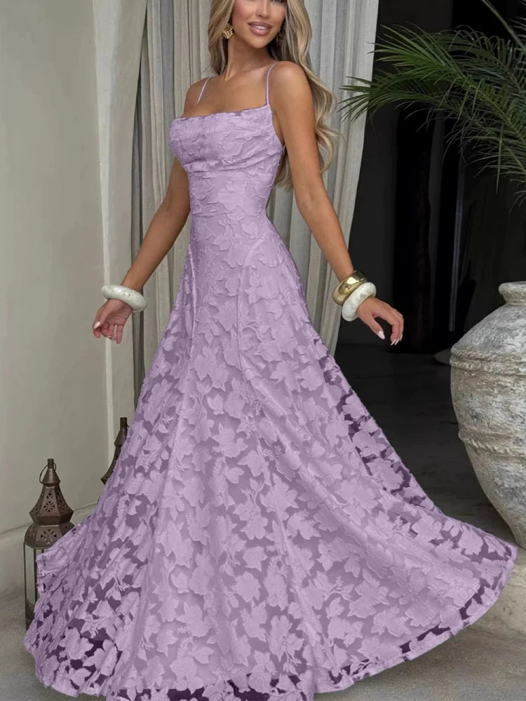 Robe longue brodée de fleurs Micheline