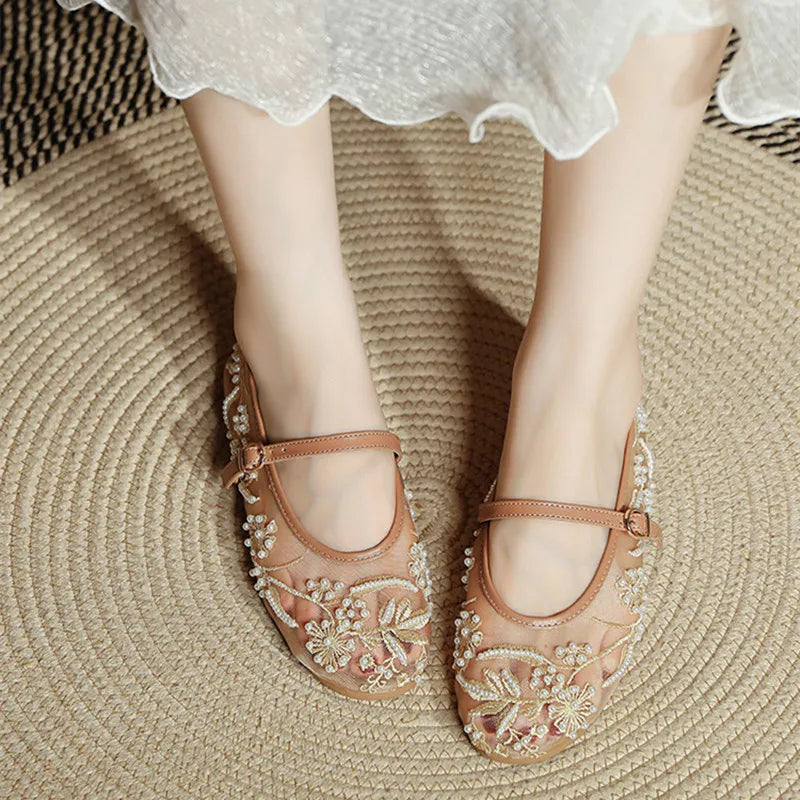 Sidonie beaded mesh ballet flats
