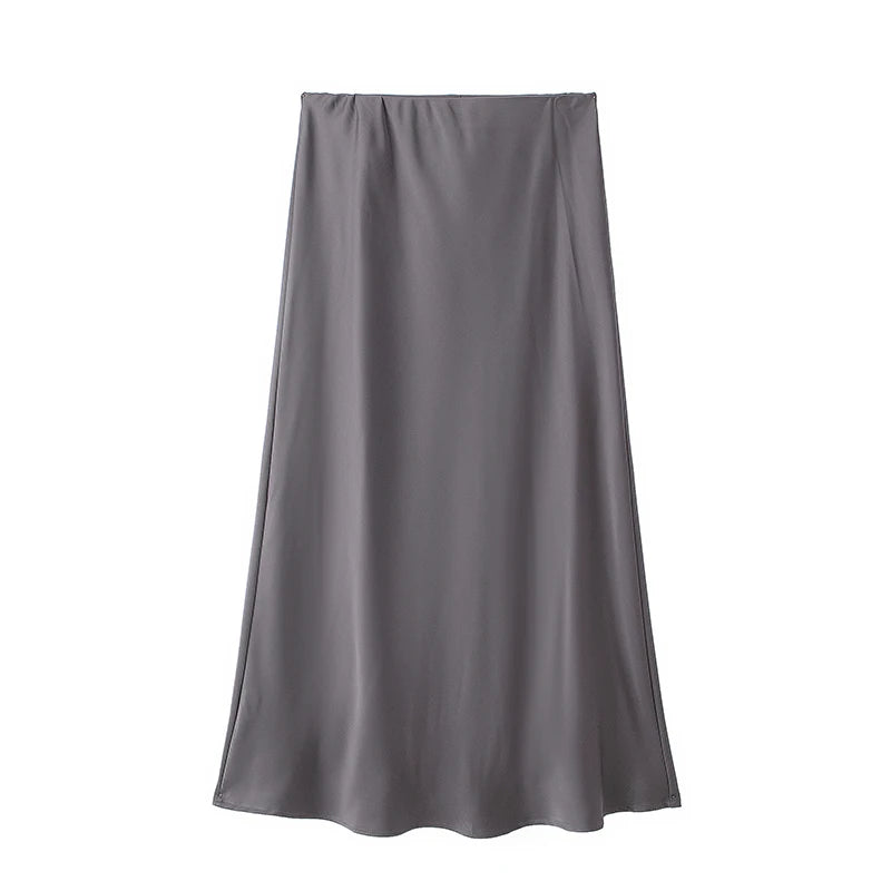Jupe mi-longue en satin Nicolette
