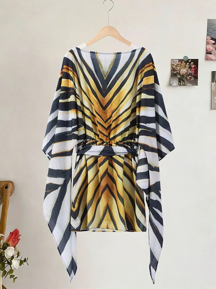 Robe courte imprimée en mousseline Axelle