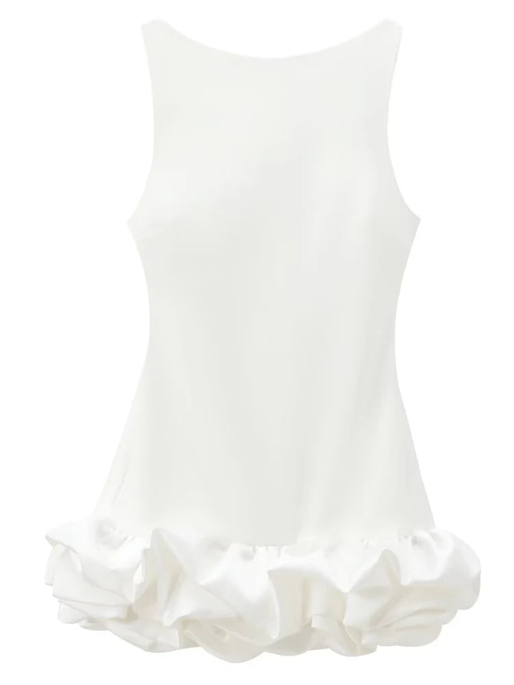 Robe courte à volants dos nu Sabine