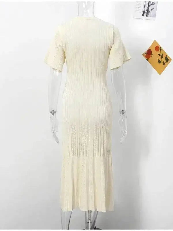 Robe longue en maille boutonnée Noémie