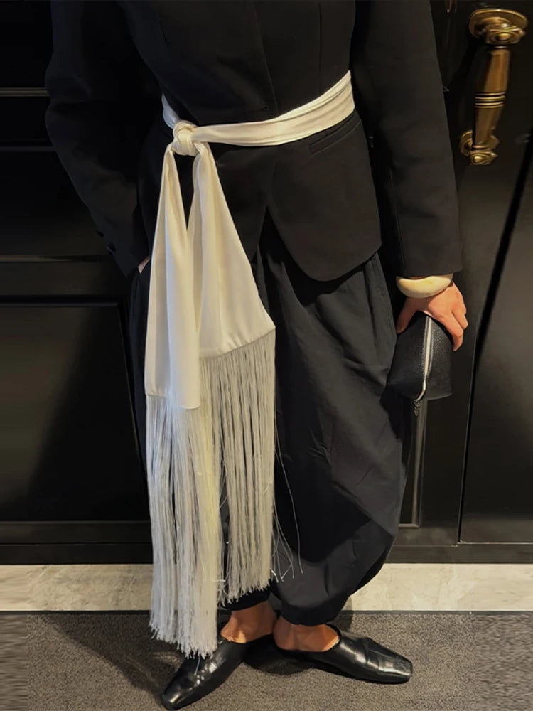 Ceinture foulard en satin à franges Virginie